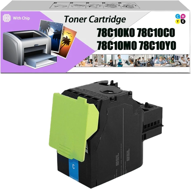 Main image of Compatible 78C10K0 78C10C0 78C10M0 78C10Y0 Toner Cartridges, Work for Lexmark CS321 CS421dn CS514 CX421 CX522 X622 Printers, Reliability Longevity Cyan*1