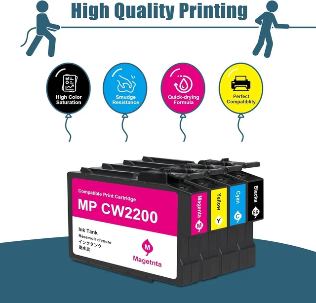 Alt view image 2 of 7 - MP CW2200 Ink Cartridge Replacement for 841720 841721 841722 841723 Ink Compatible for Ricoh MP CW1200 2000 2200 Lanier MP CW2200 CW2201sp Savin MP CW2200 CW2201sp Printers (4-Pack BK C M Y)