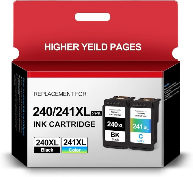 Main image of 240XL 241XL Combo Pack Replacement for CanonPG-240XL CL-241XL Ink Cartridges for Canon PIXMA MG3620 MG3600 TS5120 MX472 Printer (1 Black,1 Color)