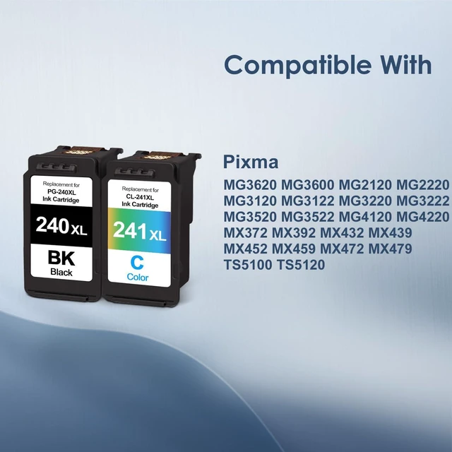 Alt view image 2 of 7 - 240XL 241XL Combo Pack Replacement for CanonPG-240XL CL-241XL Ink Cartridges for Canon PIXMA MG3620 MG3600 TS5120 MX472 Printer (1 Black,1 Color)