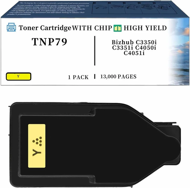 Main image of TNP79 Toner Cartridge Compatible for Konica Minolta Bizhub C3350i C3351i C4050i C4051i Printers, High Yield 13,000 Pages Black with 9,000 Pages Color Y - Yellow