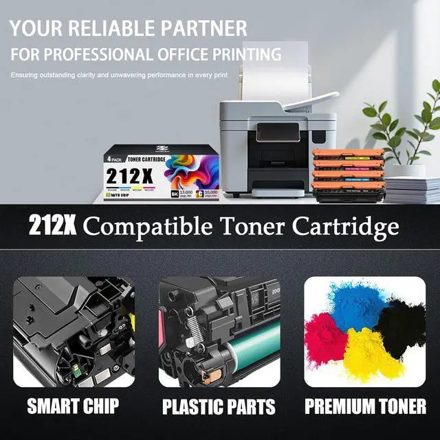 Alt view image 4 of 7 - 212X Toner Cartridges Compatible for HP 212X W2122X Yellow Toner Cartridge Work for HP Laserjet Enterprise M555dn M554dn M555x M578f M578dn M578c M578z Printers