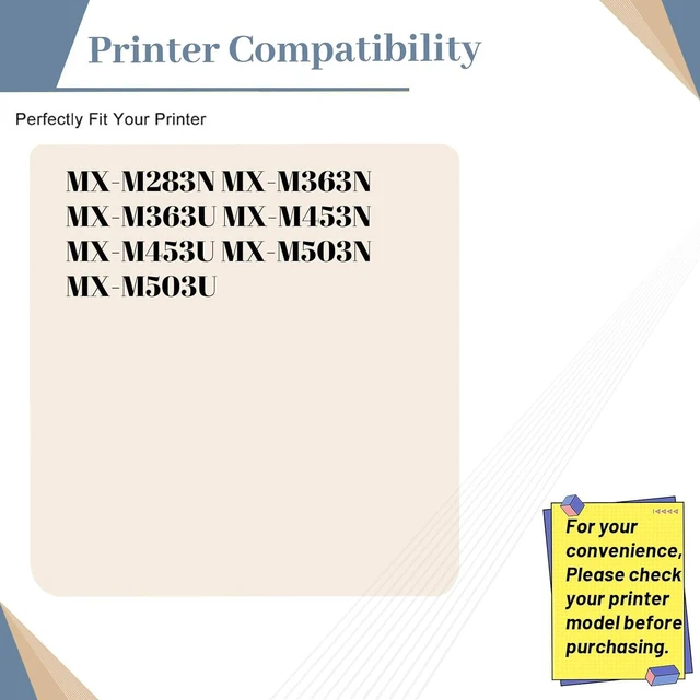 Alt view image 2 of 7 - MX500NT Compatible for Sharp MX-500NT Toner Cartridge ,Fit for MX-M283N MX-M363N MX-M453N MX-M453U MX-M503N MX-M503U Printer (2-Pack Black)