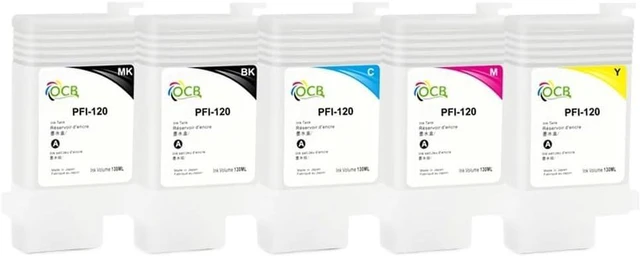 Alt view image 5 of 5 - PFI-120 Refillable Ink Cartridge Compatible with TM-200 TM-205 TM-300 130ML 5 Colors Set Without Chip