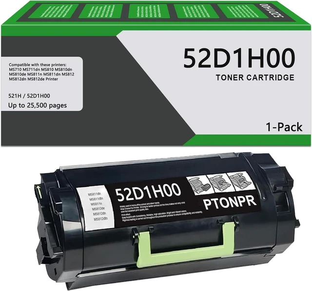 Main image of 521H 52D1H00 High-Yield Black Toner Cartridge 1-Pack Replacement for Lexmark 52D1H00 Toner Cartridge for MS710 MS711dn MS810 MS810dn MS810de MS811n MS811dn MS812 MS812dn MS812de Printer