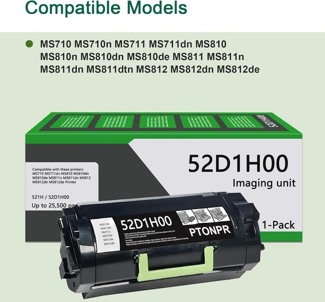 Alt view image 2 of 7 - 521H 52D1H00 High-Yield Black Toner Cartridge 1-Pack Replacement for Lexmark 52D1H00 Toner Cartridge for MS710 MS711dn MS810 MS810dn MS810de MS811n MS811dn MS812 MS812dn MS812de Printer
