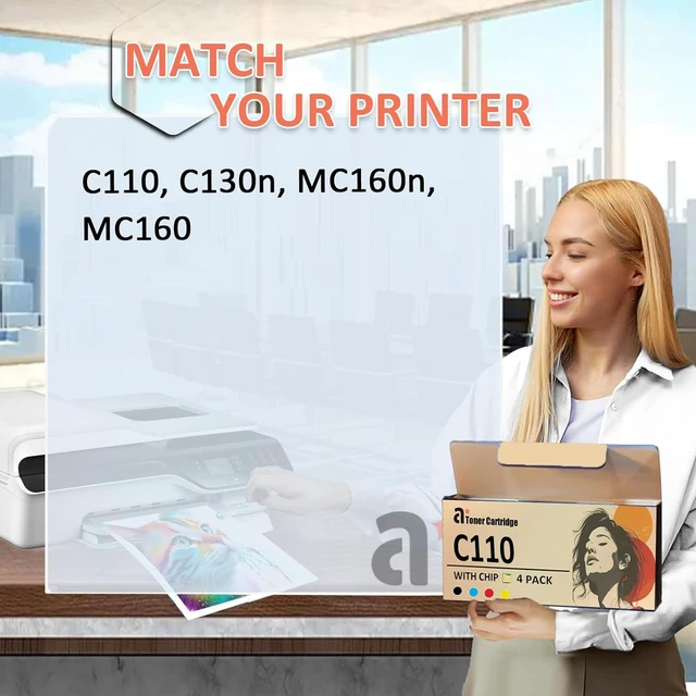 Alt view image 2 of 7 - C110 Toner Cartridges Replacement for OKI C110 44250716 44250715 44250714 44250713 Toner Cartridge Compatible for OKI C110 C130n MC160n MC160 Printers, 1 Yellow