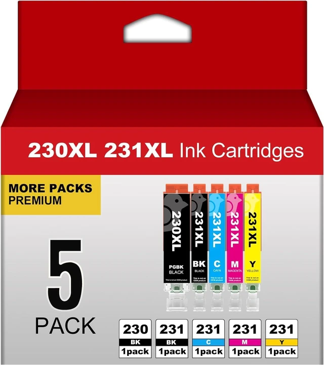 Main image of 230XL 231XL Compatible Ink Cartridge Replacement for Canon Ink 230 and 231 Cartridges Work with Canon IXMA Inkjet TS8820 Printer Ink (PGI-230PGBK/231XL BK/C/M/Y)