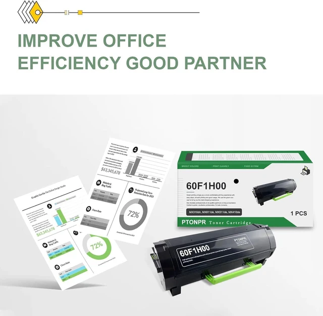 Alt view image 7 of 7 - 60F1H00 High Yield Black Toner Cartridge (1-Pack) - Compatible with Lexmark MX310dn, MX611de, MX511de, MX410de, MX510de Printers