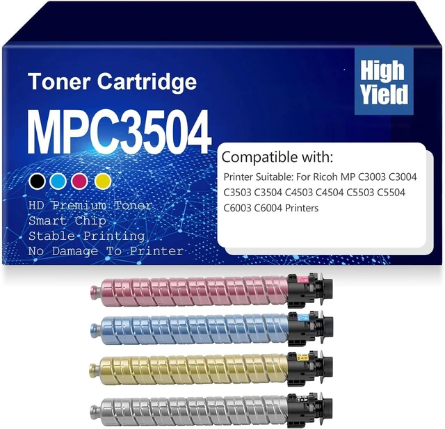 Main image of for Ricoh MPC3504 Toner Cartridges Black Cyan Yellow Magenta Toner High Yield Compatible for Ricoh MP C3003 C3004 C3503 C3504 C4503 C4504 C5503 C5504 C6003 C6004,4Pack-MPC3504