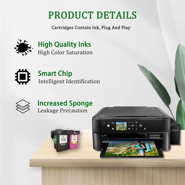 Alt view image 4 of 7 - Replacement 303XL Ink Cartridge Compatible for HP 303XL 303 XL Ink Cartridges Work for HP Envy Photo 6220 6222 6230 6230 6232 6552 6255 6258 7120 7130 7132 7134 Prin