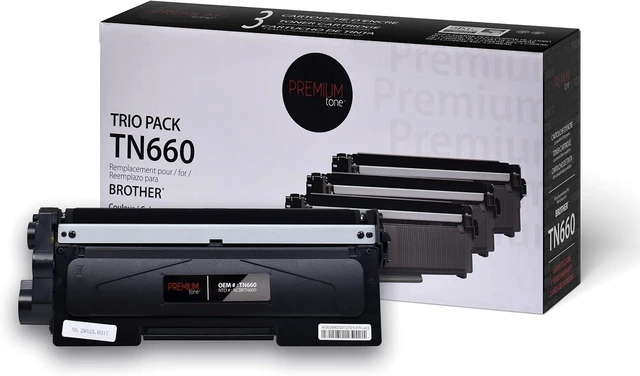 Main image of Premium Tone 3-Pack Replacement for Brother TN-660 TN660 - Black Toner