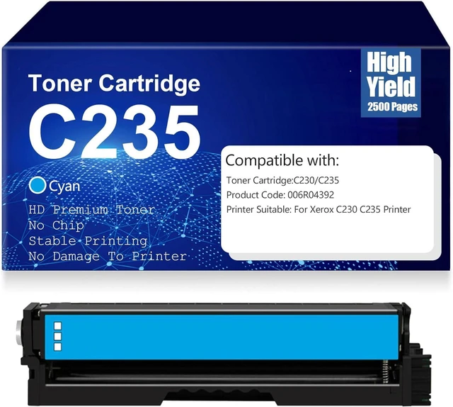 Main image of C230 C235 Toner Cartridges for Xerox C230 C235, Compatible 006R04391 006R04392 006R04393 006R04394 Toner Cartridge No Chip High Yield Toner Work,Cyan-C230 C235