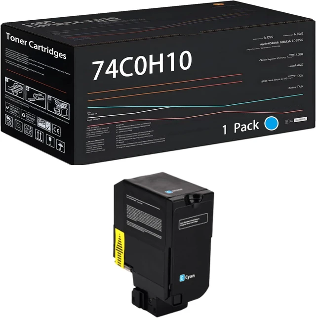 Main image of Compatible for Lexmark 74C0H10 74C1HC0 74C1HM0 74C1HY0 Toner Cartridges Work for Lexmark CS725de CS725dte CS720de CS720dte Printers, with Chip, High Yield 21000 Pages (Cyan)