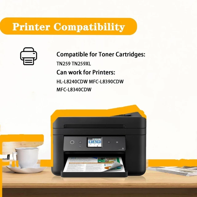 Alt view image 2 of 7 - TN259 Toner Cartridges TN-259 High Yield Replacement Compatible for Brother TN 259 Toner Cartridge Work for Brother HL-L8240CDW MFC-L8390CDW MFC-L8340CDW Printers,Combination Pack