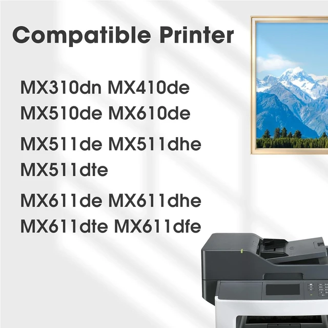 Alt view image 2 of 6 - 60F1H00 601H Compatible Toner Cartridge Replacement for Lexmark MX310dn MX310 MX510de MX510 MX511de MX410de MX410 MX511dhe MX511dte MX610de MX611de Printer (Black, 1-Pack)