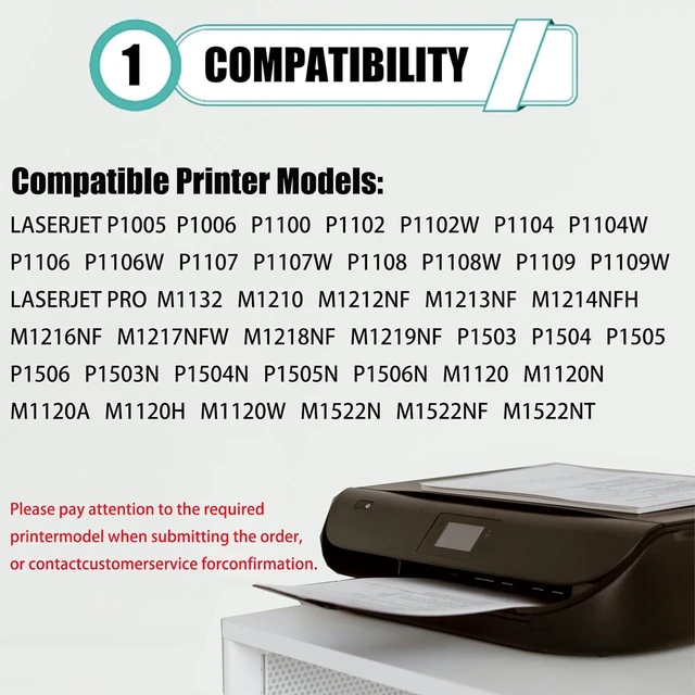 Alt view image 2 of 7 - 435A 436A Toner Cartridge Replacement with Chip Compatible for HP P1005 P1006 P1100 P1102 P1102W P1104 P1104W P1106 P1106W P1107 P1107W P1108 P1108W P1109 P1109W Printer,Black ×1