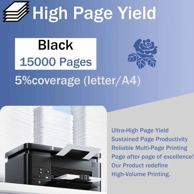 Alt view image 3 of 7 - 106R03623 High Yield Toner Cartridge Compatible for Xerox WorkCentre 3335 3345 Phaser 3330 Printer, Premium Print Performance for Your Office Needs, 15000 Pages (BK-3PACK)