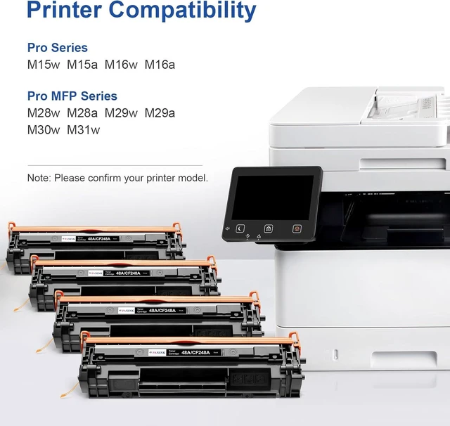 Alt view image 2 of 7 - 48A Toner Cartridge Replacement for HP 48A CF248A Black Toner Cartridge Compatible with HP Pro M15w M15a M16w M16a MFP M29w M29a M28w M28a Printer(4 Pack)