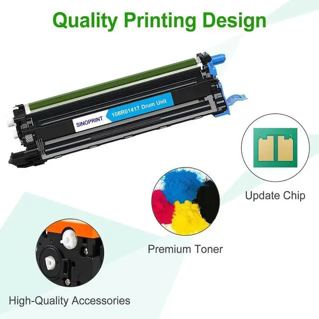 Alt view image 4 of 7 - Compatible 6510 6515 Drum Unit Cyan 108R01417 Replacement for Xerox Phaser 6510DNM 6510DN 6510DNI 6510N WorkCentre 6515DNI 6515DNM 6515DN 6515N Printer (Cyan,1-Pack)