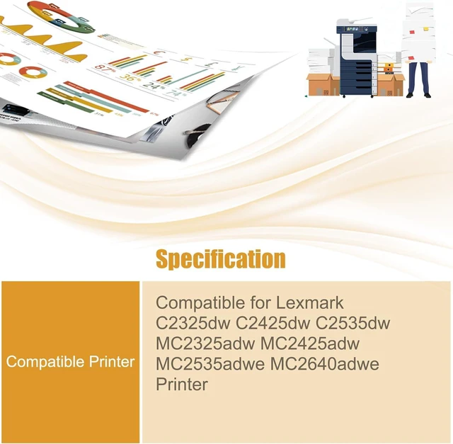 Alt view image 2 of 7 - C231HK0 C231HC0 C231HM0 C231HY0 Toner Cartridges Compatible with Lexmark C2325dw C2425dw C2535dw MC2325adw MC2425adw MC2535adwe MC2640adwe Printers, High Yield 5000 Pages (1 Pack Black)