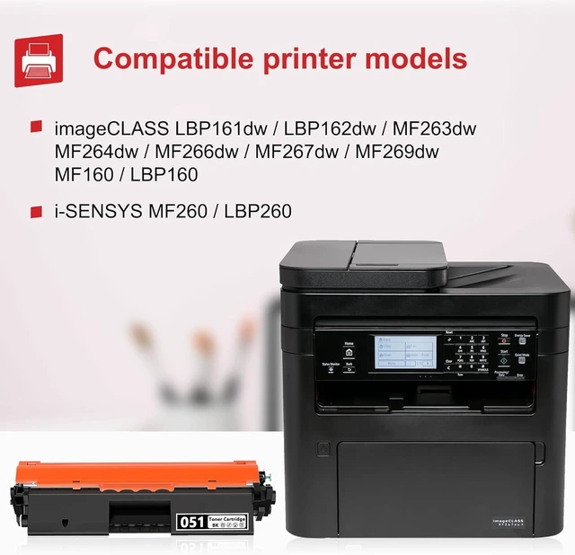 Alt view image 2 of 7 - 051 Toner Cartridge CRG051 Black 1 Pack Replacement for Canon Toner Cartridge CRG-051 ImageClass LBP162dw MF264dw MF267dw MF269dw Printer Ink