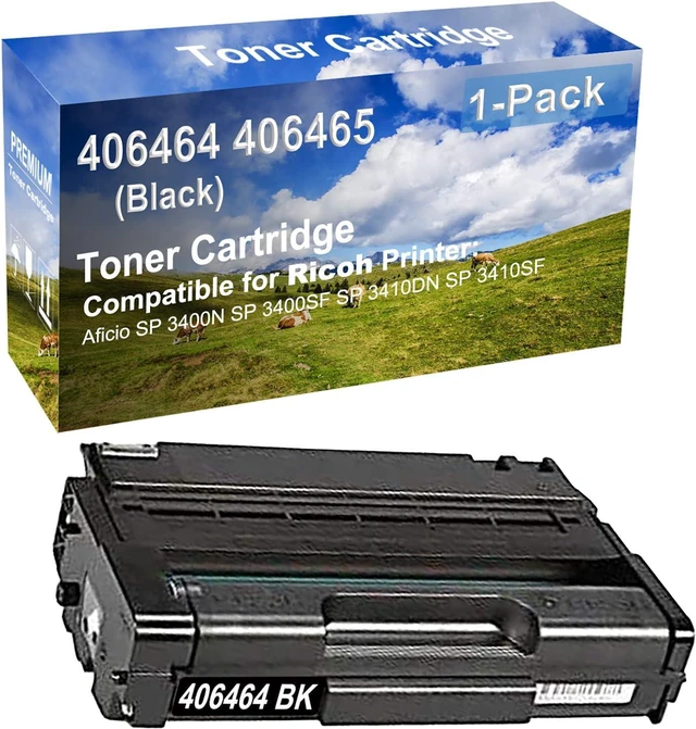 Main image of 1-Pack Compatible High Capacity SP 3400N, 3400SF, 3410DN, 3410SF Printer Toner Cartridge Replacement for Ricoh 406464 406465 Toner Cartridge (Black)