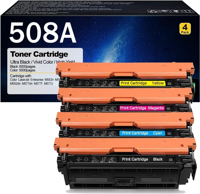 Main image of 508A Compatible Toner Cartridge Replacement for HP 508A CF360A CF361A CF363A CF362A 508X Toner Cartridges for HP Color LaserJet Enterprise M553n M553X M553dn M552dn 508A Combo Pack