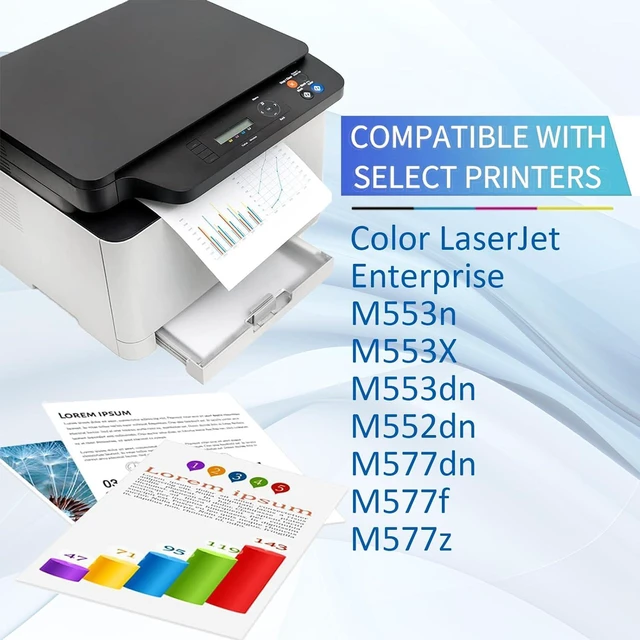 Alt view image 2 of 7 - 508A Compatible Toner Cartridge Replacement for HP 508A CF360A CF361A CF363A CF362A 508X Toner Cartridges for HP Color LaserJet Enterprise M553n M553X M553dn M552dn 508A Combo Pack