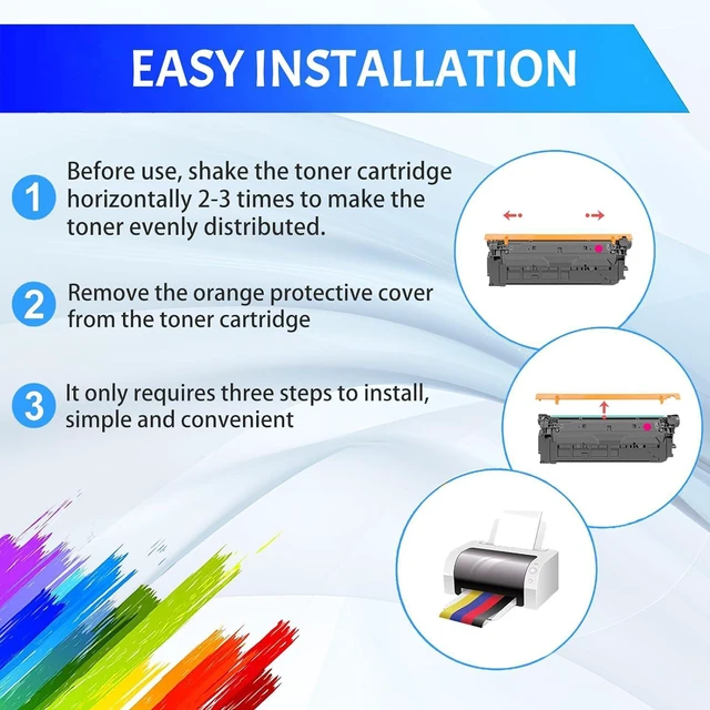 Alt view image 5 of 7 - 508A Compatible Toner Cartridge Replacement for HP 508A CF360A CF361A CF363A CF362A 508X Toner Cartridges for HP Color LaserJet Enterprise M553n M553X M553dn M552dn 508A Combo Pack