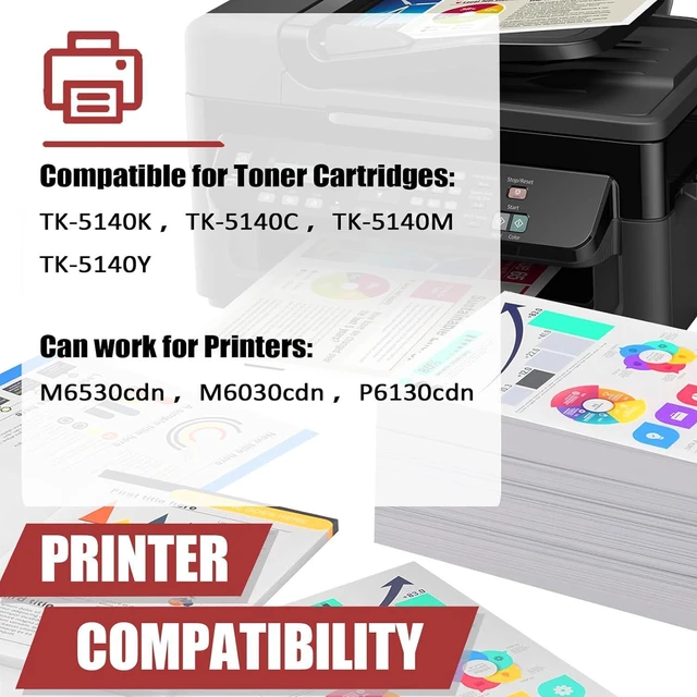 Alt view image 2 of 7 - TK5140 Toner Cartridges Compatible for Kyocera TK-5140K TK-5140C TK-5140M TK-5140Y Toner Cartridge Work for Kyocera Ecosys M6530cdn M6030cdn P6130cdn Printers