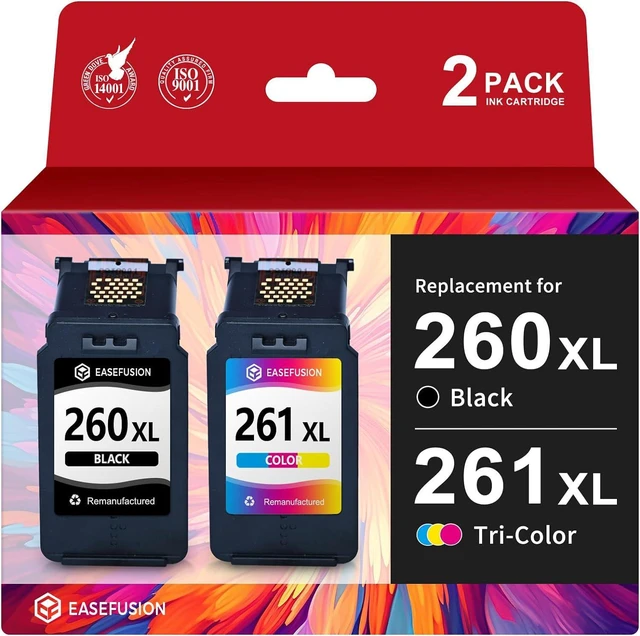 Main image of EaseFusion 260XL 261XL Replacement for Canon 260 and 261 Ink Cartridges PG-260 CL-261 Compatible with Canon Pixma TS6420a TS6420 TS6400 TR7020a TS5320 TR7000 TS5300 TR7020 Printer Ink Cartridges