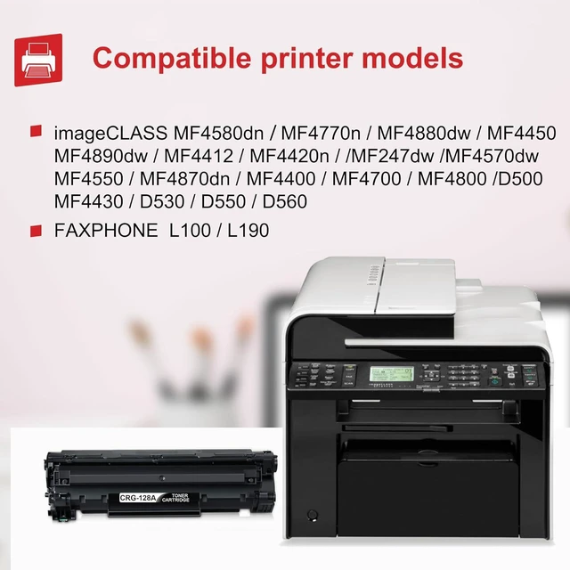 Alt view image 2 of 7 - 128 Toner Cartridge 2-Pack Black Replacement for Canon Toner Cartridge 128 CRG128 ImageClass D530 D550 D560 MF4550 MF4570dn MF4570dw MF4580dn MF4770n MF4880dw MF4890dw FaxPhone L100 L110 L190 Printer