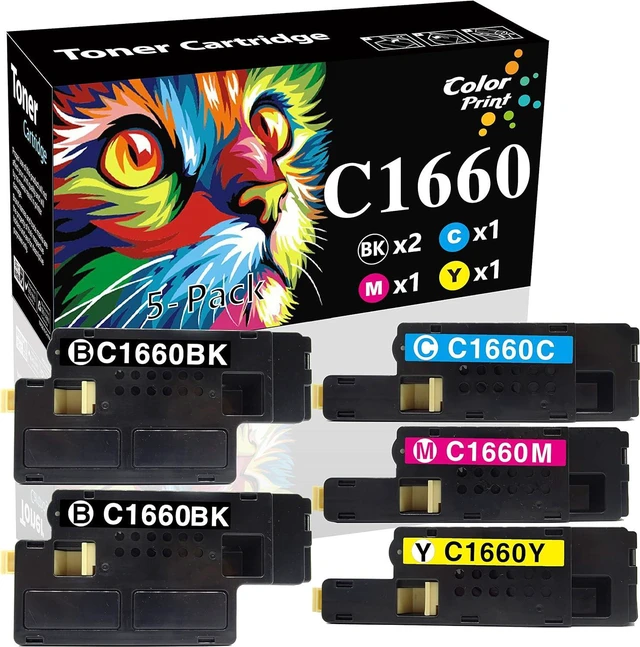 Main image of COLOR PRINT Compatible c1660w Toner Cartridge Replacement for Dell 1660W C1660 1660 C1660cnw 1660CNW 4G9HP DWGCP V3W4C V53F6 Printer (5-Pack, 2 Black, 1 Cyan, 1 Magenta, 1 Yellow)