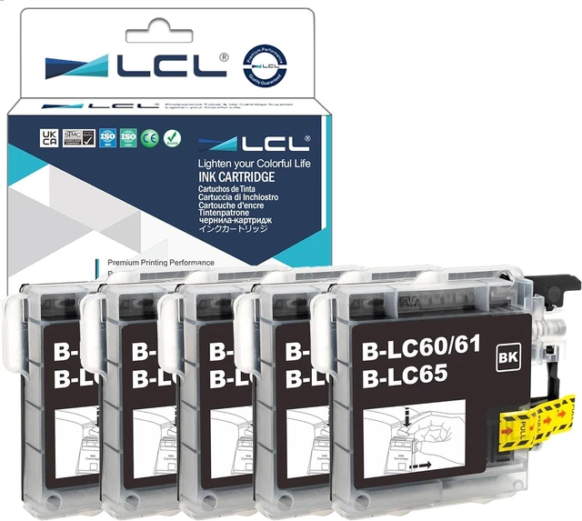 Main image of LCL Compatible Ink Cartridge Replacement for Brother LC61 LC-61 LC65 LC61BK LC65BK DCP-J140W 145C 165C 185C 195C 197C 365CN 375CW 535CN 585CW 595CN (5-Pack Black)
