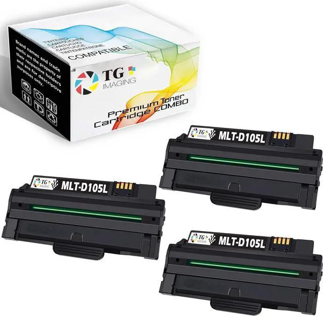 Main image of TG Imaging Compatible for Toner Cartridge MLTD105L MLT-D105L (3-Pack) for use in SCX-4623 ML-2525 ML-2545 Printer (Black)