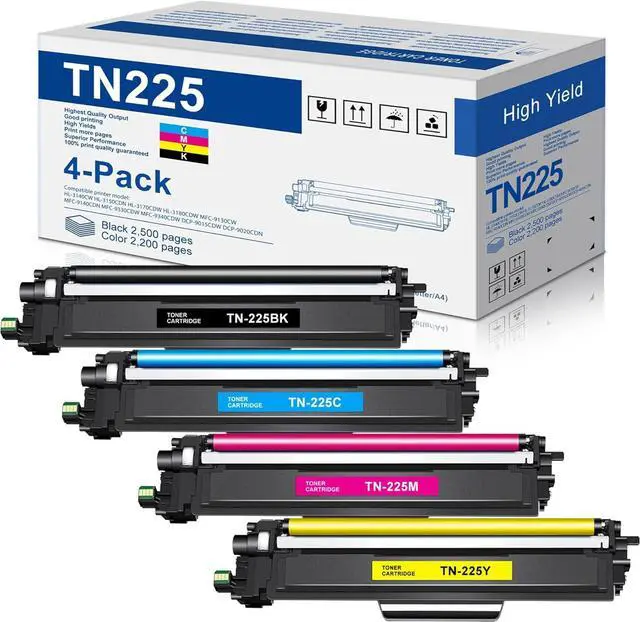 Main image of 4-Pack(1BK+1C+1M+1Y) TN225 Toner Cartridge Replacement for Brother TN 225 TN-225 MFC-9130CW HL-3140CW HL-3170CDW HL-3180CDW MFC-9340CDW Printer