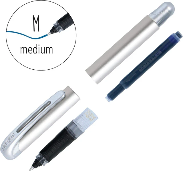 Alt view image 3 of 4 - ONLINE ergonomic rollerball pen Cherry Blossom for school & college soft grip part for left- and right-handed for standard ink cartridges, refillable pens for beginners, pupils, students