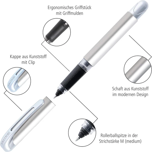 Alt view image 2 of 4 - ONLINE ergonomic rollerball pen Cherry Blossom for school & college soft grip part for left- and right-handed for standard ink cartridges, refillable pens for beginners, pupils, students