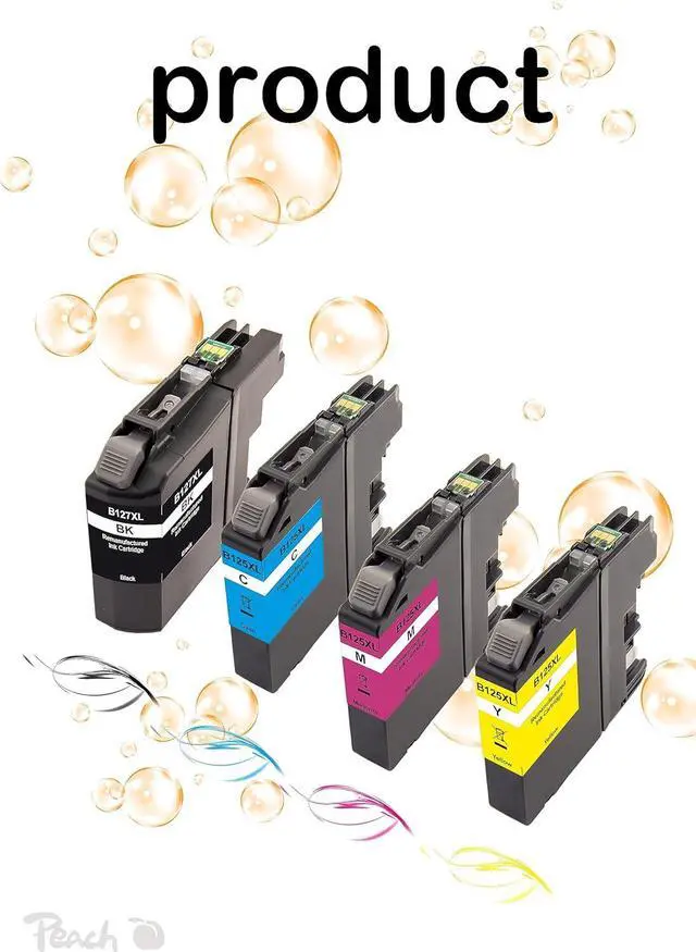 Alt view image 2 of 7 - Peach B121/123/125/127/129 Printer Cartridges XL (BK, C, M, Y) Replaces Brother LC-127XLVALBP for e.g. Brother MFCJ 4410 DW, Brother MFCJ 4510 DW, Brother DCPJ 4110 DW, Brother DCPJ 411 0 W