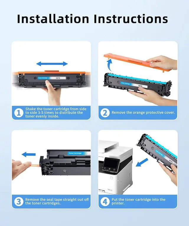 Alt view image 6 of 7 - CRG-067H Compatible Toner Cartridge MF656Cdw MF654Cdw Replacement for Canon 067 067H CRG-067 CRG-067H Work with Canon imageCLASS LBP633Cdw LBP632Cdw MF653Cdw(CRG-067H BK/C/M/Y,4 Combo Pack)