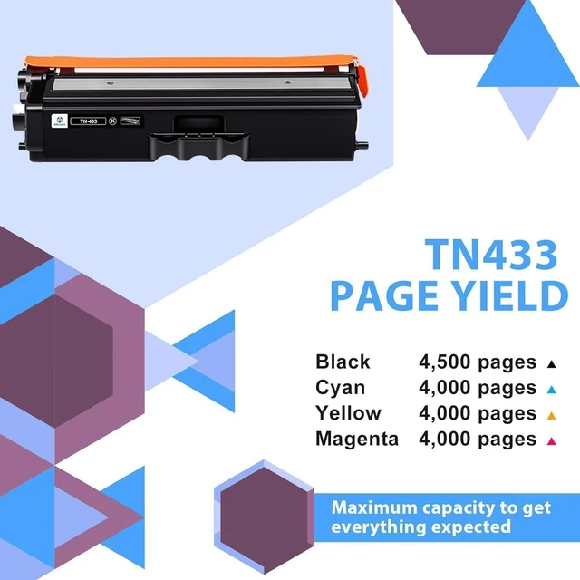 Alt view image 4 of 6 - TN433 TN436 TN-433 Toner Cartridge 4-Pack Compatible Replacement for Brother TN433BK TN433C TN433M TN433Y TN431 for Brother HL-L8360CDW MFC-L8900CDW HL-L8260CDW MFC-L8610CDW HL-L8360CDWT Printer