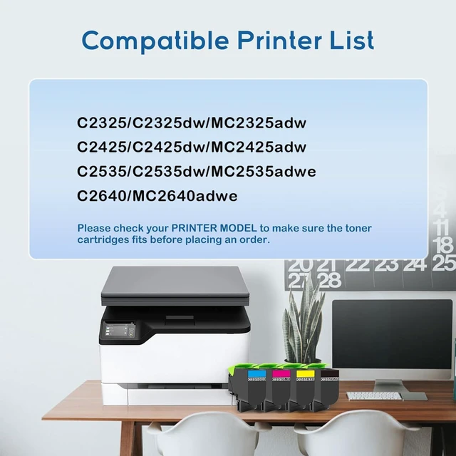 Alt view image 3 of 6 - C231H C2325 Remanufactured Toner Cartridge Replacement for Lexmark C231HK0 C231HC0 C231HM0 C231HY0 C2325dw MC2325adw C2425dw C2325 MC2425adw C2535dw MC2535adwe MC2640adwe (High Yeild, 4Pack)