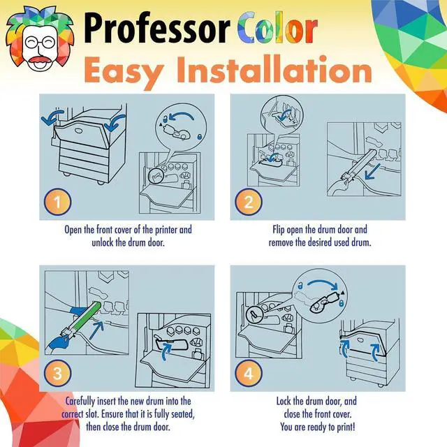 Alt view image 6 of 7 - Professor Color Re-Coded OEM Drum Cartridge for Xerox WorkCentre 7525 7530 7535 7545 7556 7830 7835 7845 7855 7970, Altalink C8030 C8035 C8045 C8055 C8070 Series | 013R00662 - 500,000 Pages 4 Pack