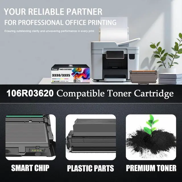 Alt view image 4 of 7 - 3330 3335 Toner Cartridge Compatible for Xerox 106R03620 Toner Cartridges Work for Xerox Phaser 3330 WorkCentre 3335 3345 Printers