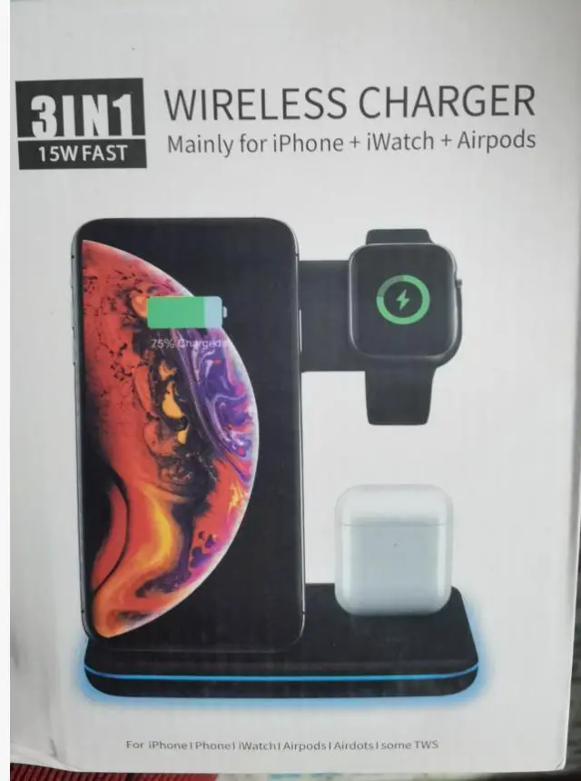 Main image of 3 in 1 Wireless Charging Station Fast Charge for iPhone Apple AirPods Watch