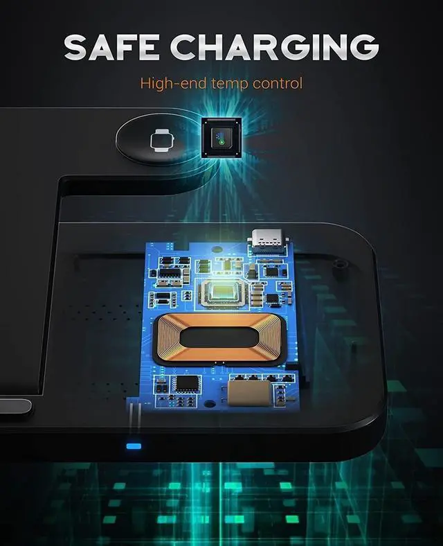 Alt view image 4 of 7 - 3 in 1 Wireless Charging Station Fast Charge for iPhone Apple AirPods Watch