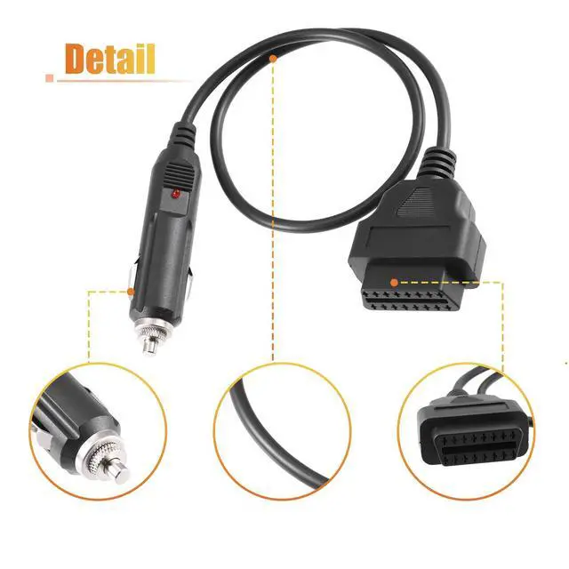 Alt view image 6 of 6 - OBD2 Female to Cigarette Lighter Memory Saver Emergency Power Supply Cable