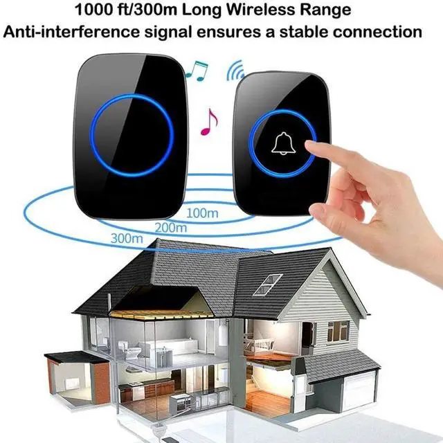 Alt view image 3 of 7 - 1000FT Wireless Doorbell Waterproof 2 Plugin Receiver Adjustable Volume 38 Chime