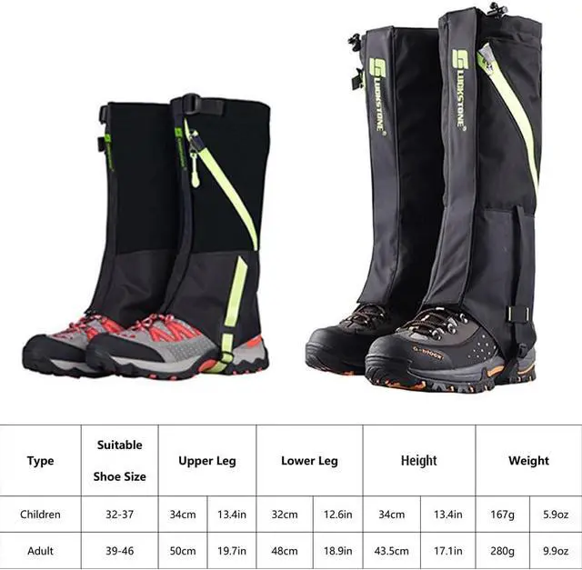 Alt view image 5 of 7 - Outdoor Hiking Boots Cover Gaiters Waterproof Leg Protection Snow Legging Tools-Red (adult style)